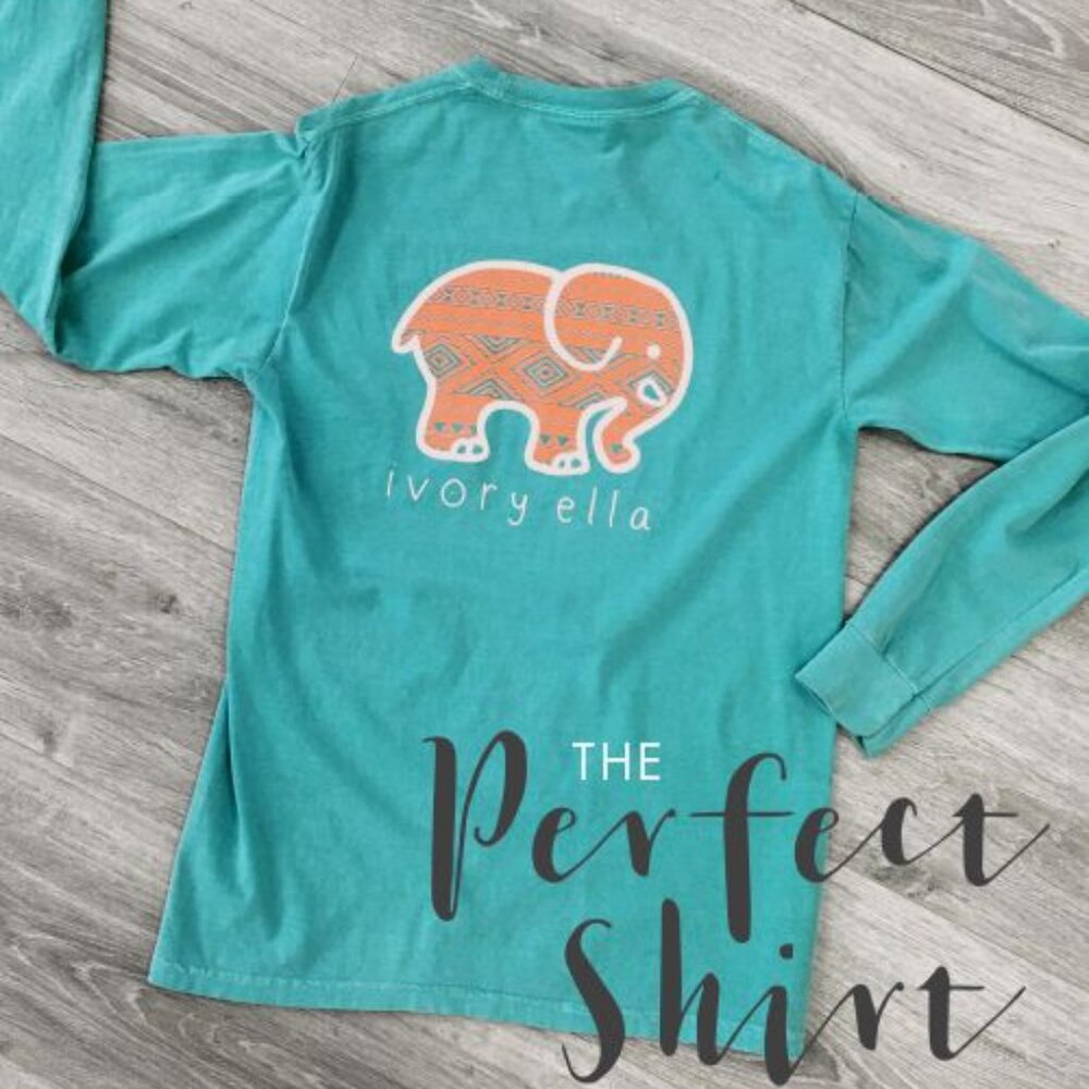 Ivory Ella Mint Green with Orange logo long sleeve shirt - S